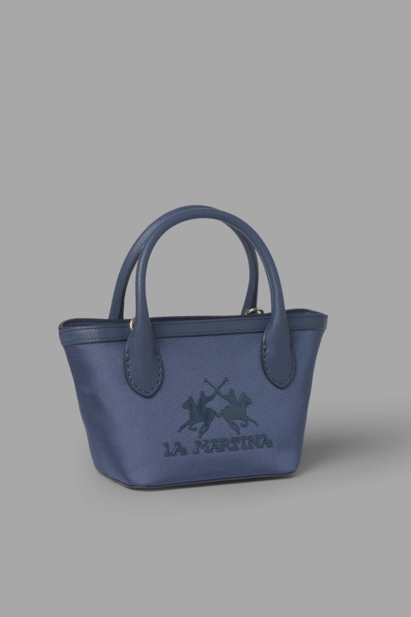 La Martina Two-tone Canvas Shopper Damen Navy | JWXA8676