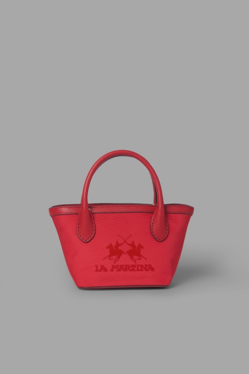 La Martina Two-tone Canvas Shopper Damen Rot | CTCW4167