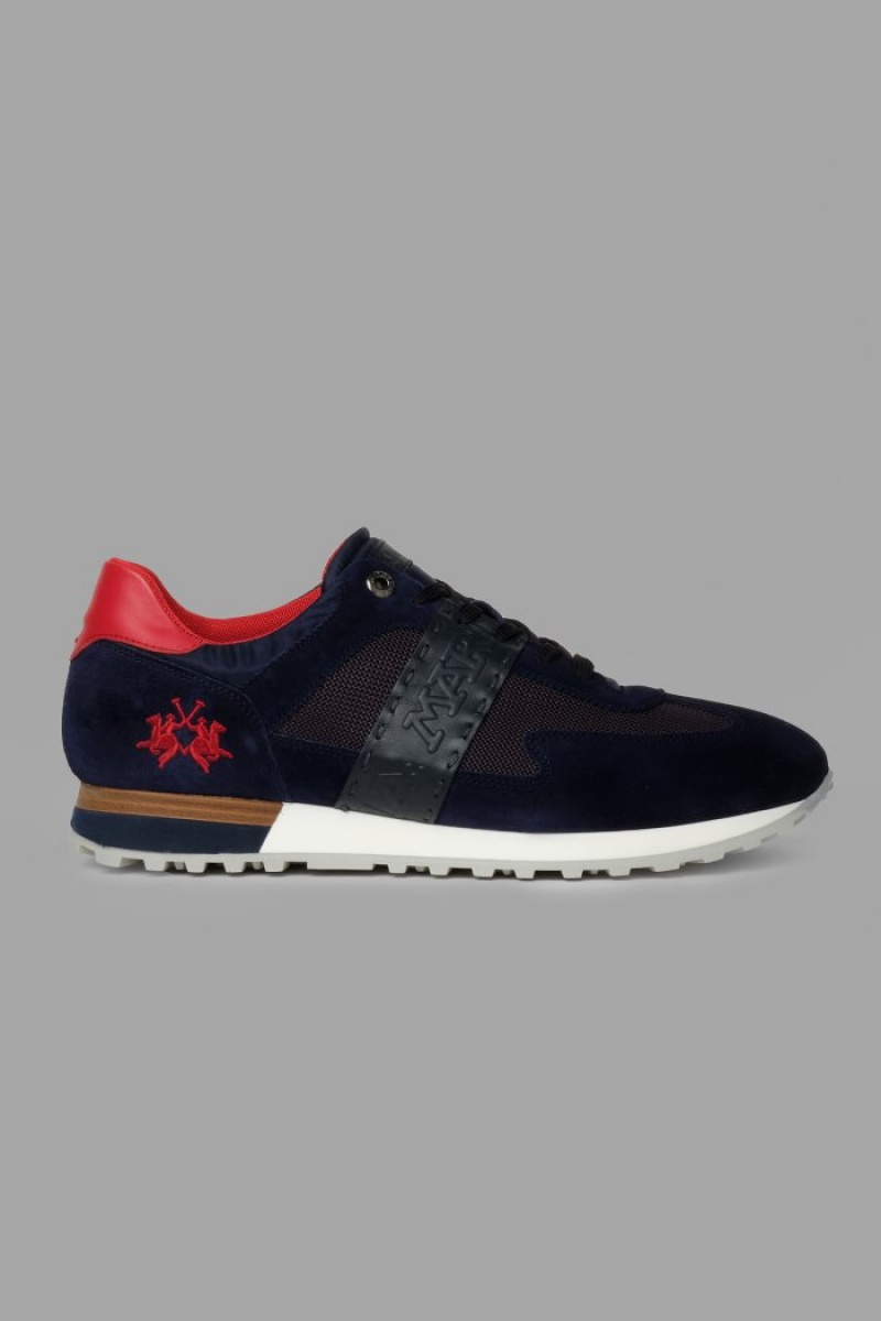 La Martina Wildleder Detail-embellished Leder Sneakers Herren Navy | RFTY5769