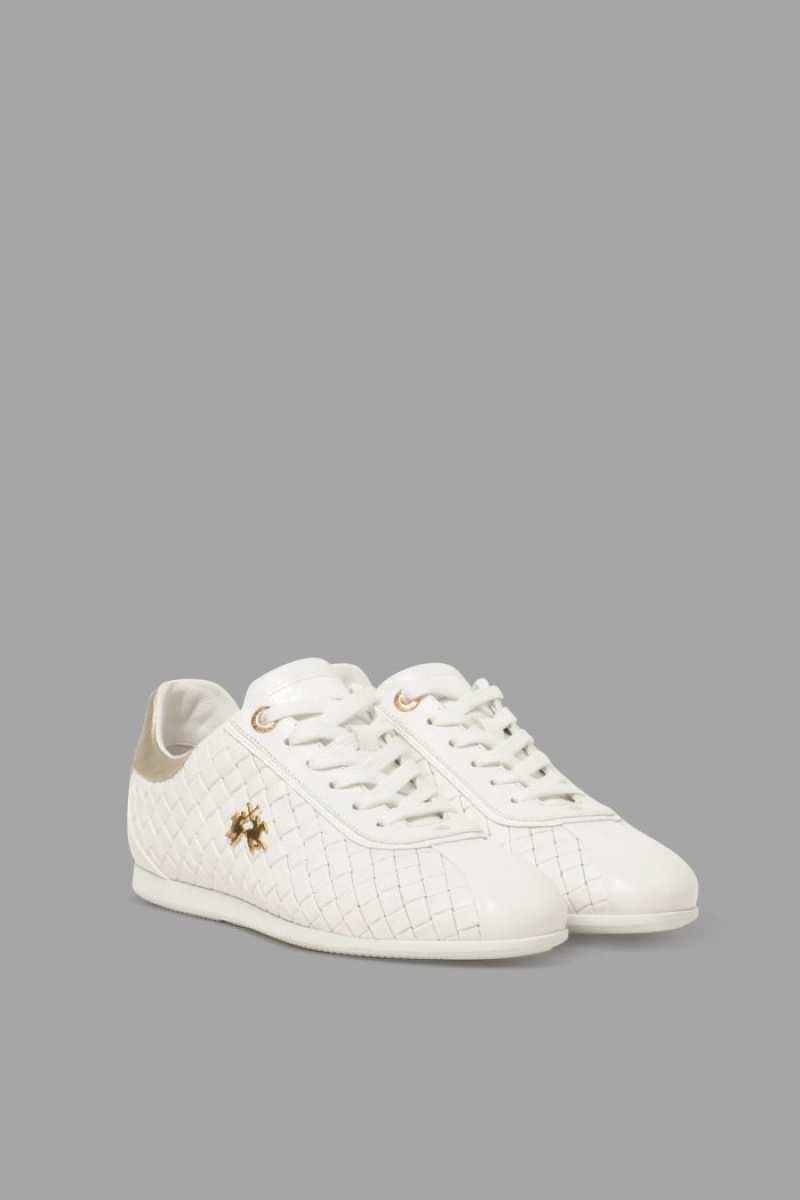 La Martina Woven Leder Sneakers Damen Weiß | FCYZ2900