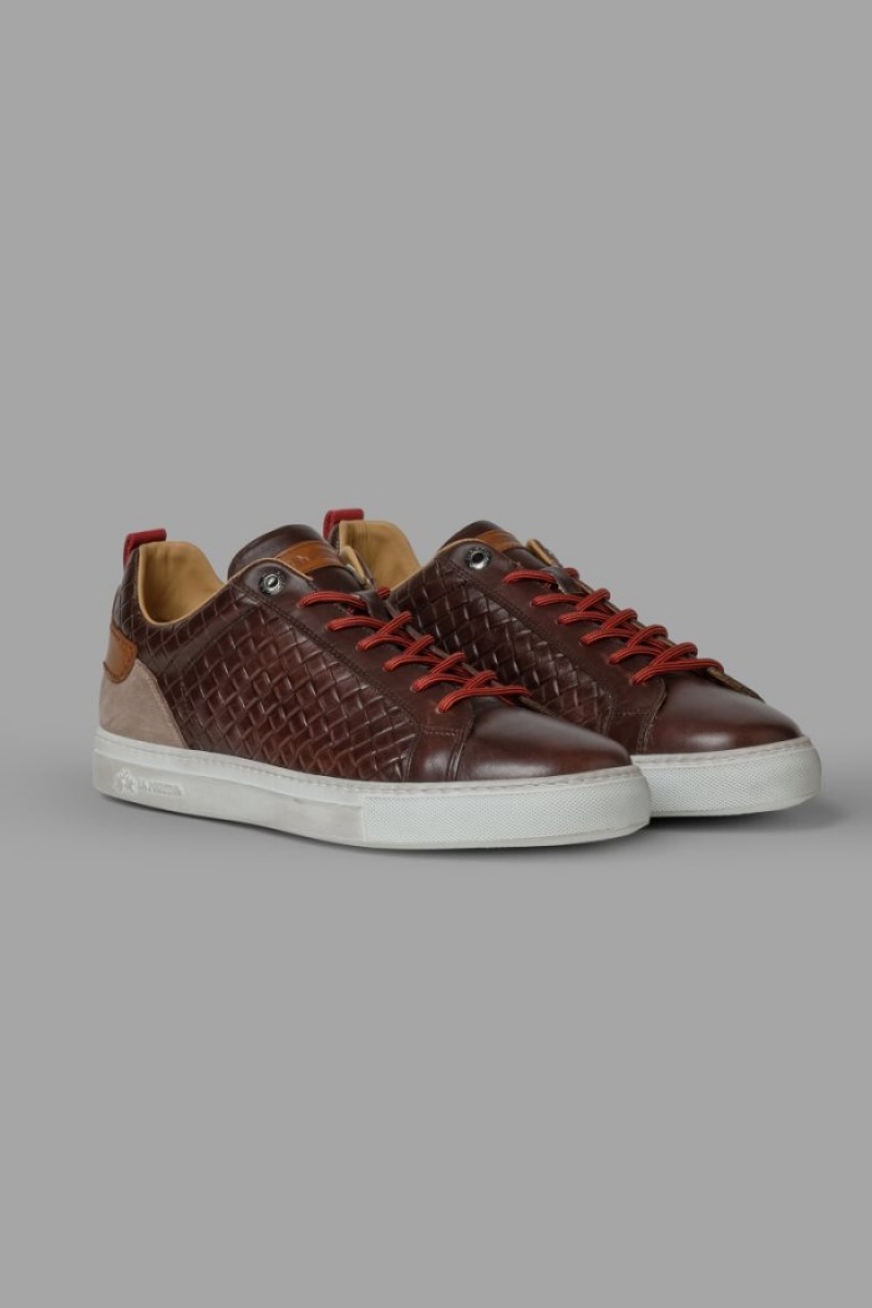 La Martina Woven Leder Sneakers Herren Schokolade Braun | FLQC0998