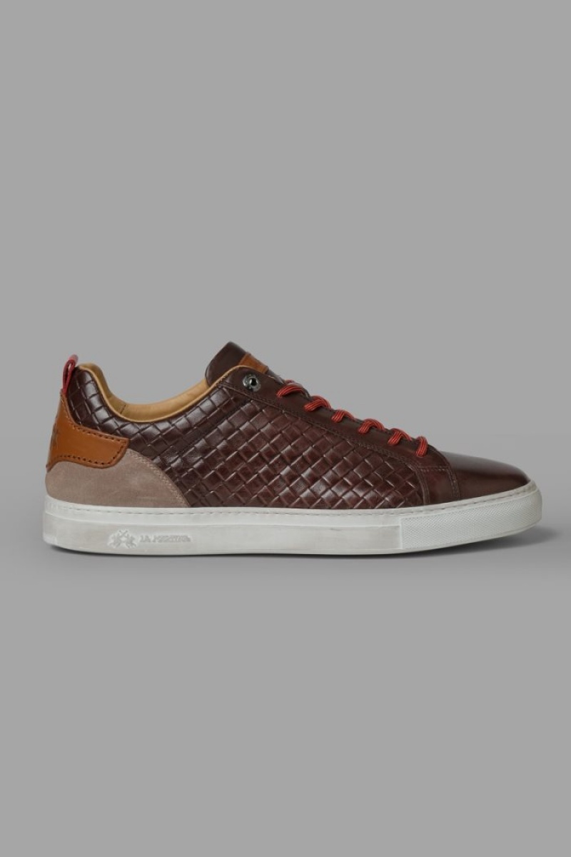 La Martina Woven Leder Sneakers Herren Schokolade Braun | FLQC0998